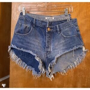 Free People ONE TEASPOON Rollers Jean Shorts Sz Thrashed Fray Asymmetrical 29 30